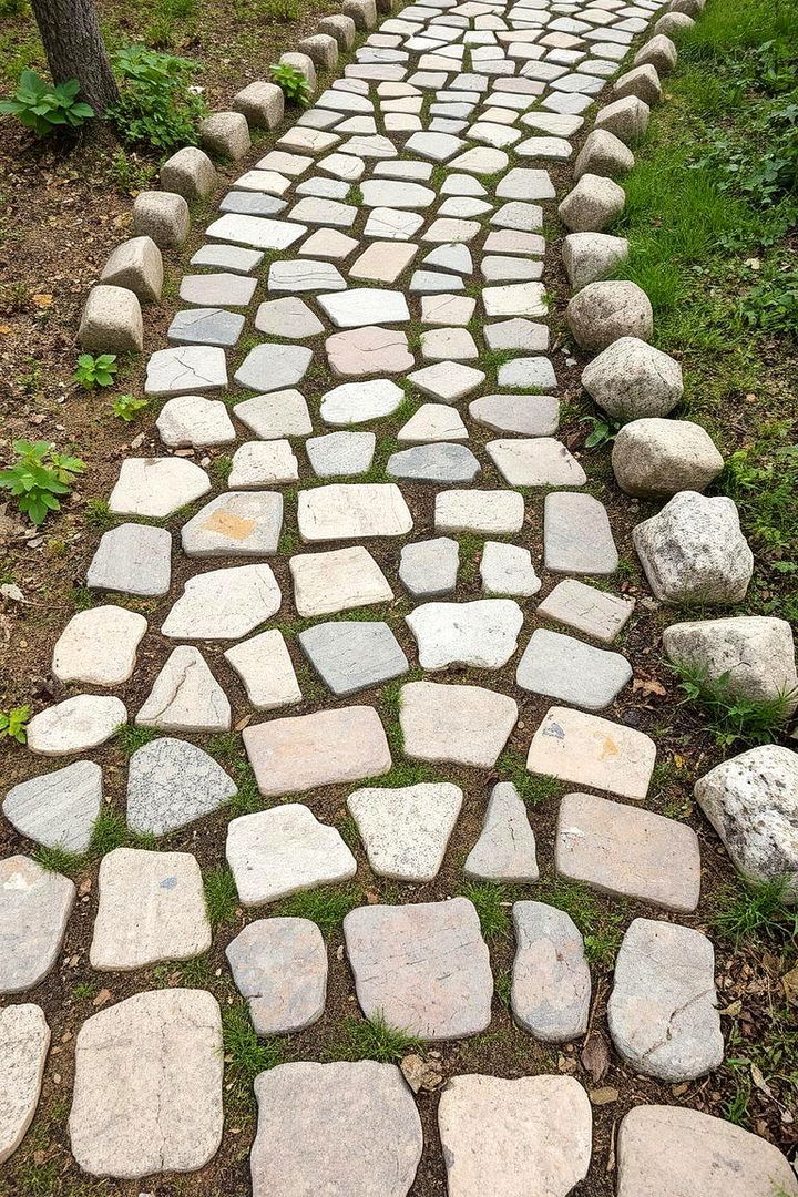 Repurposed Stones Trail - 22 Cobble Stone Walkway Ideas