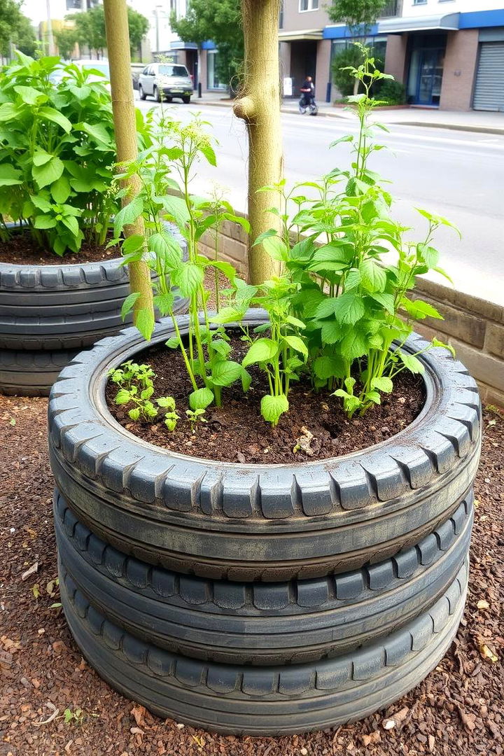 Repurposed Tires Beds - 22 Inexpensive Raised Garden Bed Ideas