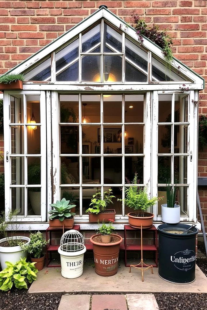 Repurposed Window Greenhouse - 22 Indoor Greenhouse Ideas