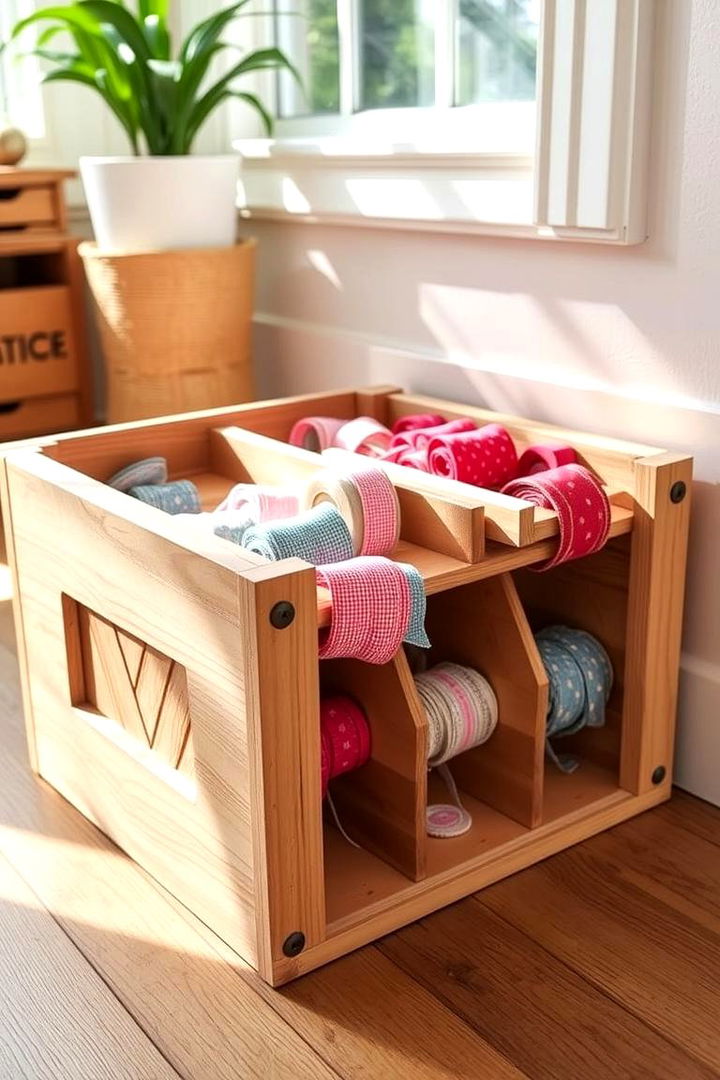 Repurposed Wooden Crate Organizer - 22 Ribbon Storage Ideas