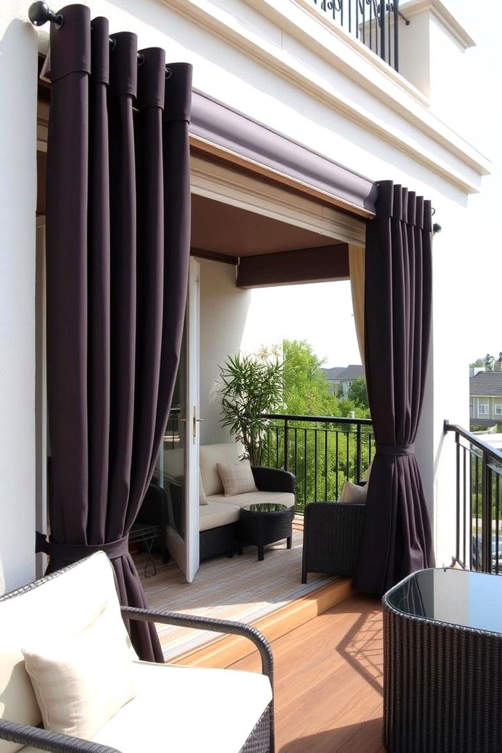 Retractable Outdoor Curtains - 22 Balcony Privacy Ideas