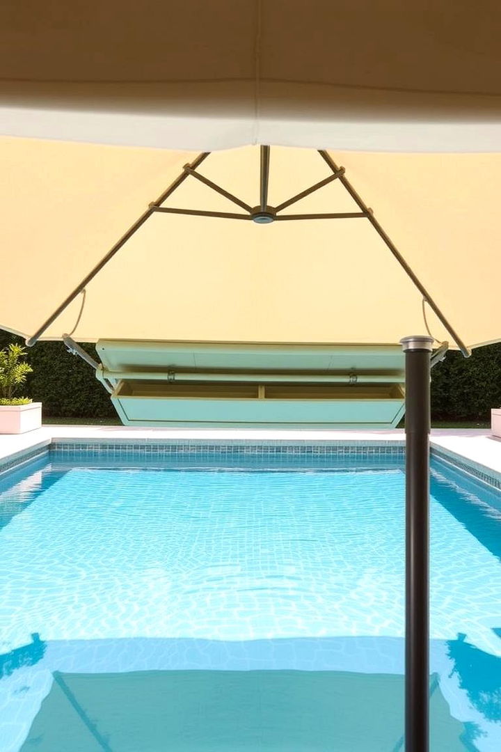 Retractable Umbrella with Integrated Storage - 22 Pool Storage Ideas