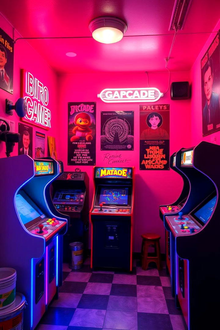 Retro Arcade Corner - 22 Small Game Room Ideas