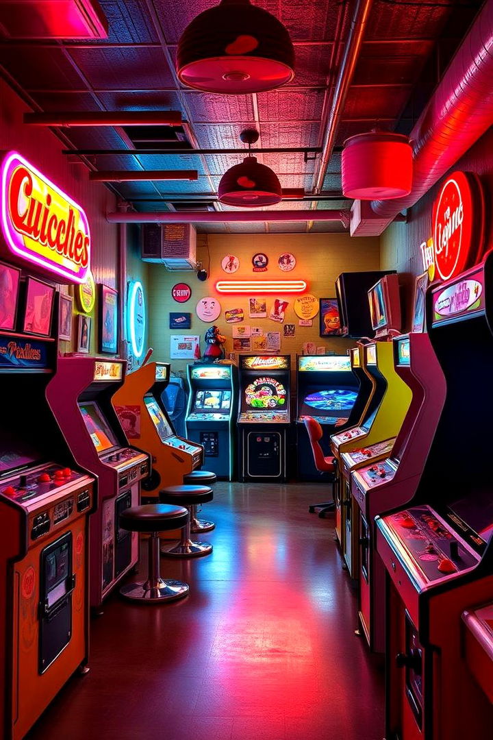 Retro Arcade Room - 22 Black Man Cave Ideas