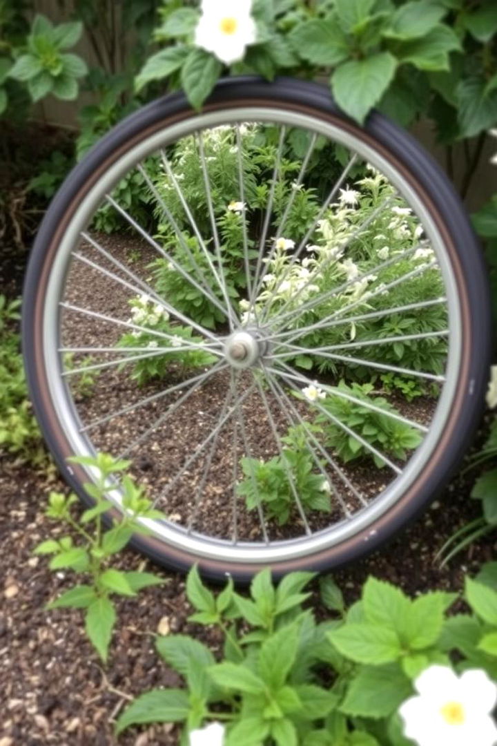 Retro Bike Wheel Mirrors - 22 Old Bicycle Garden Ideas
