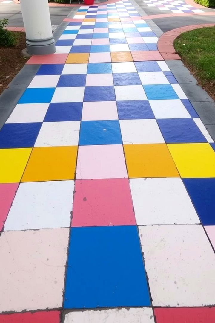 Retro Checkerboard Patterns - 22 Concrete Paver Walkway Ideas