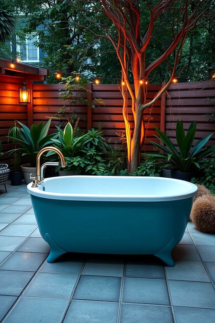 Retro Chic Outdoor Tub Experience - 22 Outdoor Bathtub Ideas