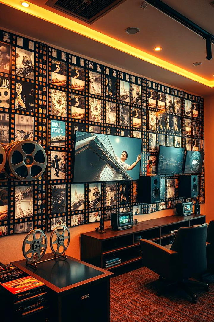 Retro Film Strip Media Walls - 22 Media Wall Ideas