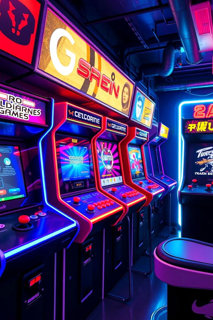 Retro Futuristic Arcade Fusion - 22 Arcade Room Ideas