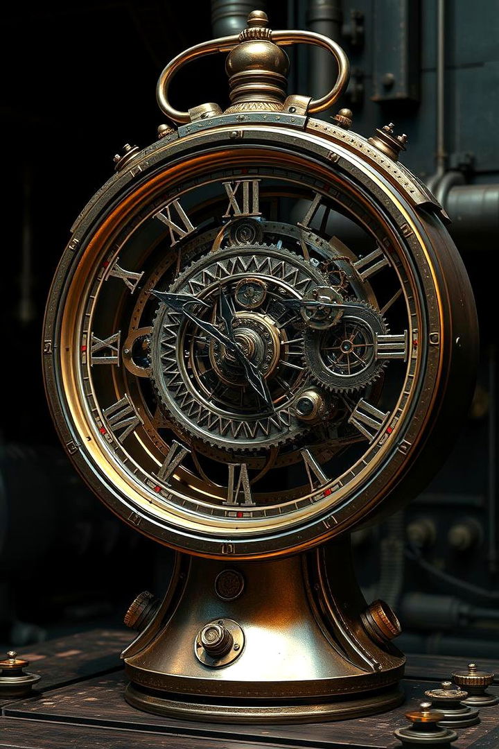 Retro Futuristic Clock Centerpiece - 22 Steampunk Living Room Ideas