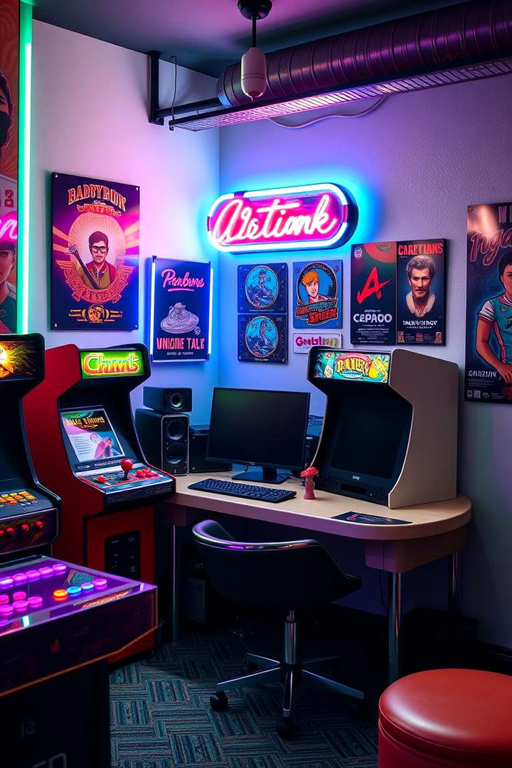 Retro Gaming Corner - 22 Man Cave Office Ideas