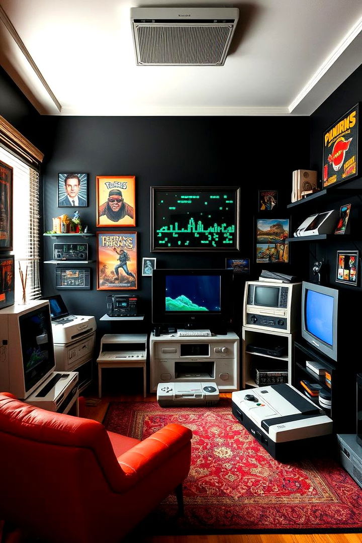 Retro Gaming Nods - 22 Black Gaming Room Ideas