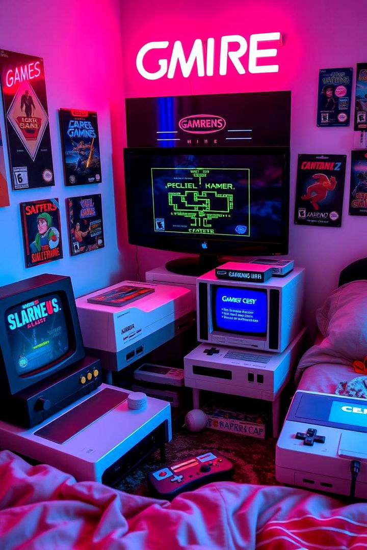 Retro Gaming Setup - 22 80s Bedroom Ideas