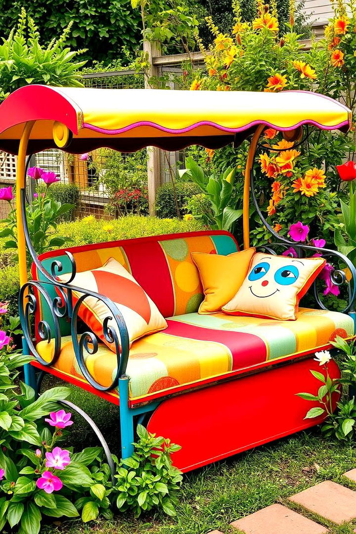 Retro Garden Sleeper with Bold Colors - 22 Garden Sleeper Ideas