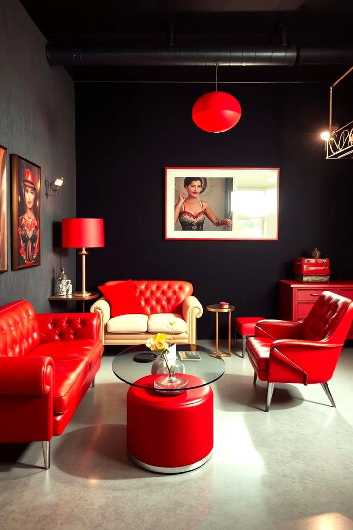 Retro Glam Redefinition - 22 Black and Red Living Room Ideas