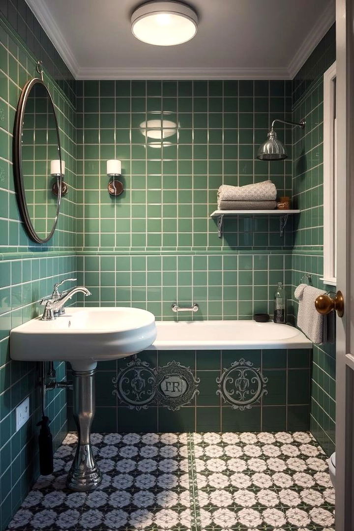 Retro Green Revival - 22 Green Bathroom Tile Ideas