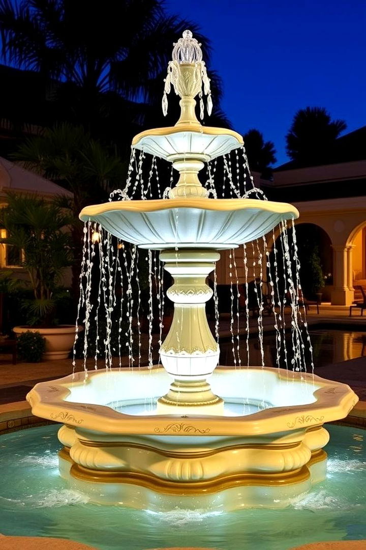 Retro Inspired Charm Fountain - 22 Pool Fountain Ideas