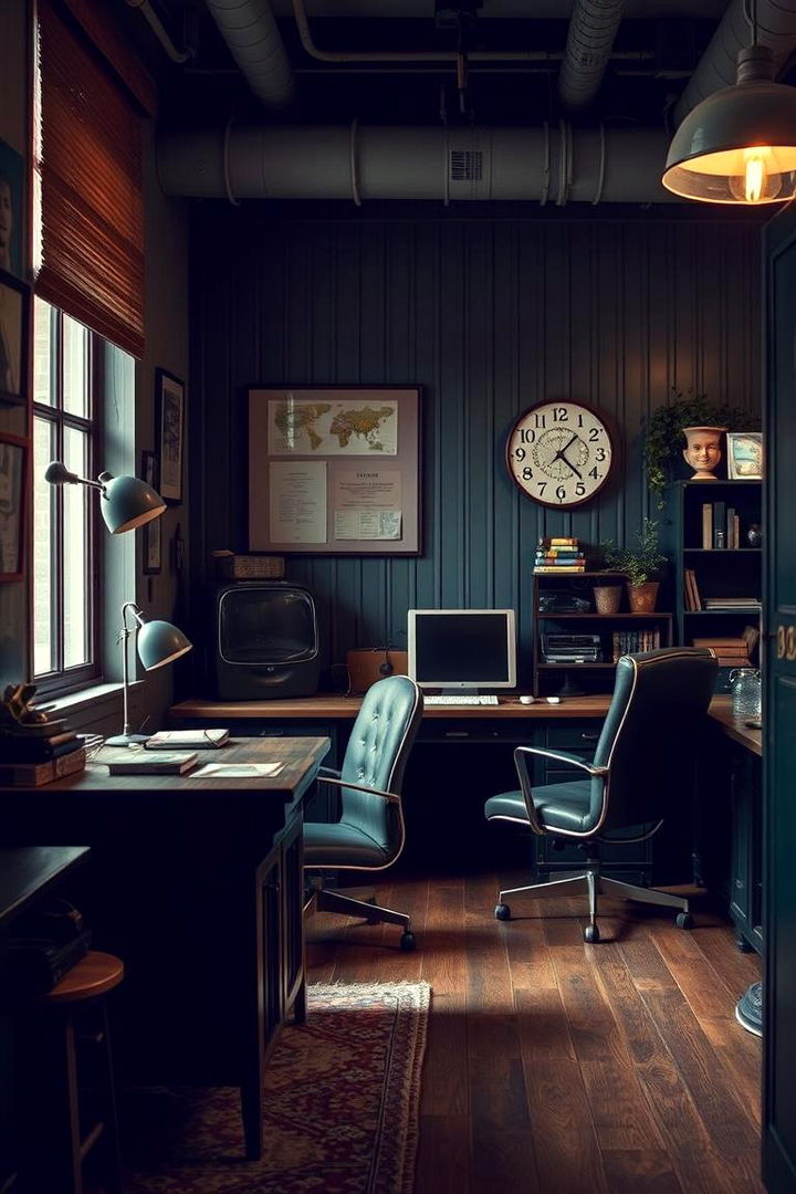 Retro Inspired Dark Green Vibes - 22 Dark Green Office Ideas and Inspiration