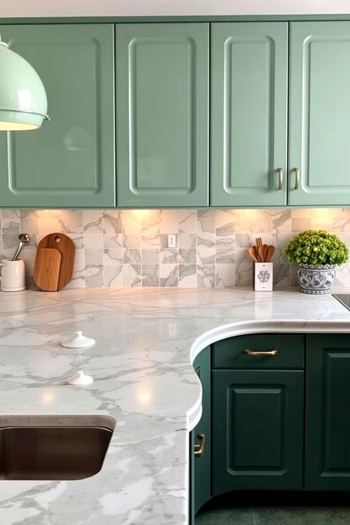 Retro Inspired Green Marble Style - 22 Green Marble Countertop Design Ideas