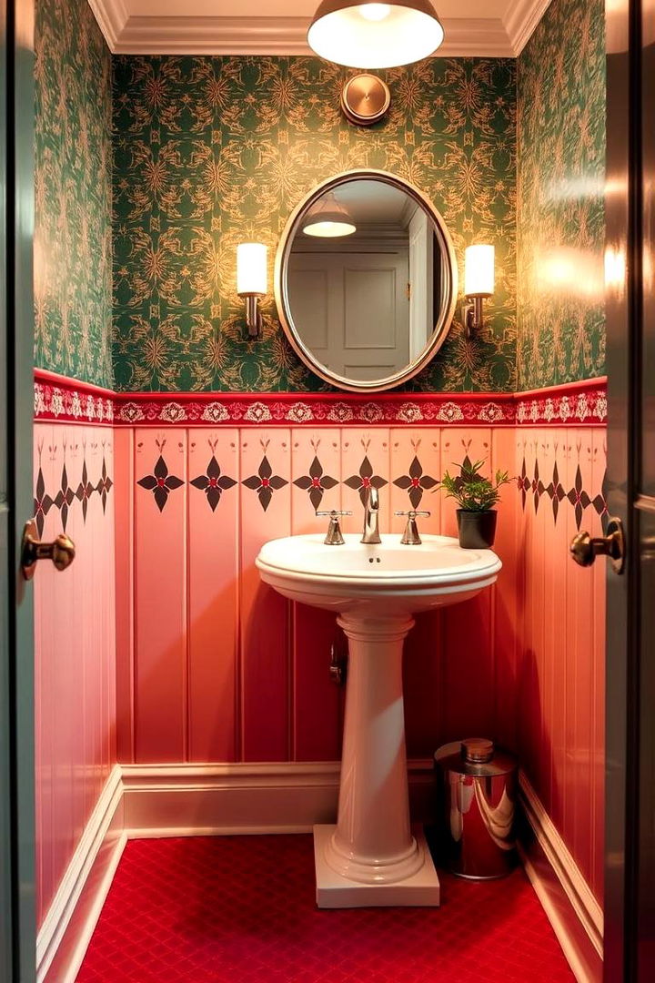Retro Inspired Patterning - 22 Powder Room Wainscoting Ideas