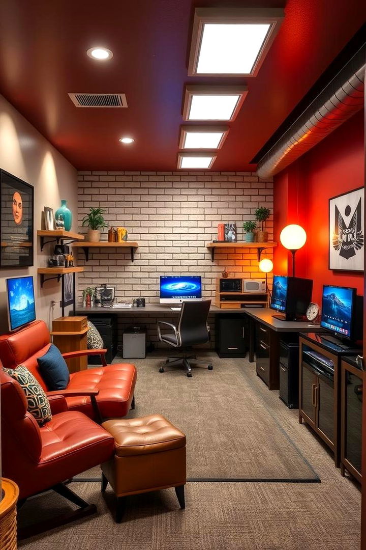 Retro Modern Hybrid Office - 22 basement office ideas