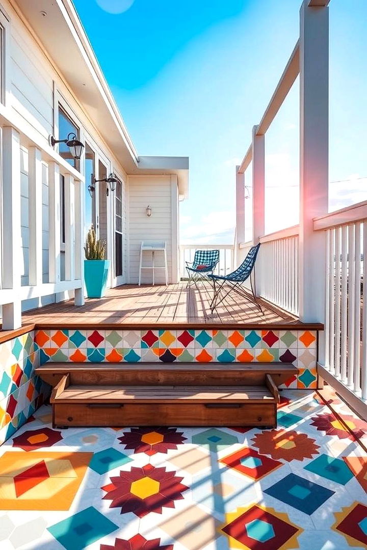 Retro Mosaic Style Skirting - 22 Deck Skirting Ideas