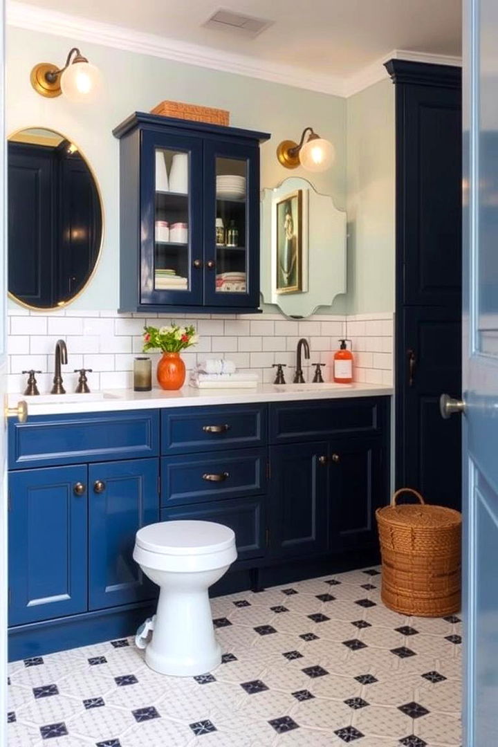 Retro Navy Revival - 22 Navy Blue Bathroom Ideas