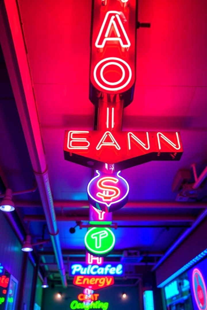 Retro Neon Artistry - 22 Man Cave Ceiling Ideas