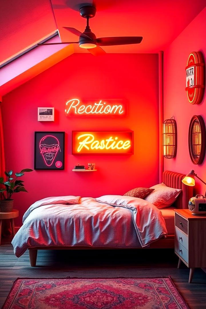 Retro Neon Vibes - 22 Neon Bedroom Ideas