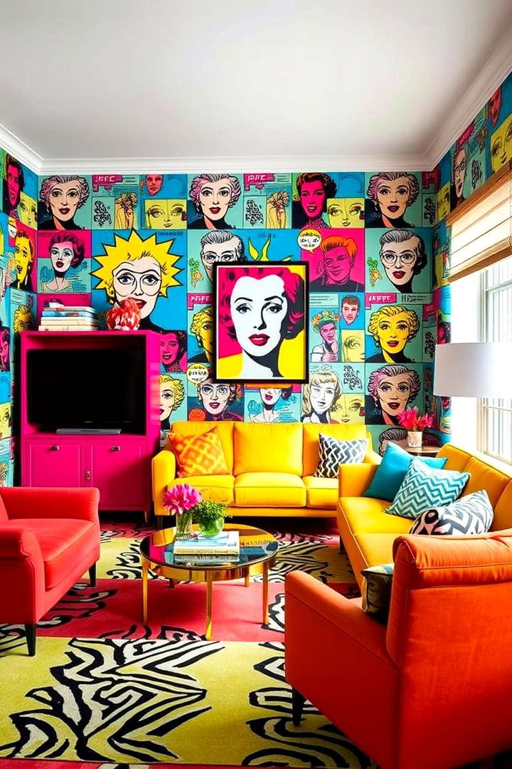 Retro Pop Art Vibrancy - 22 Living Room Wallpaper Ideas