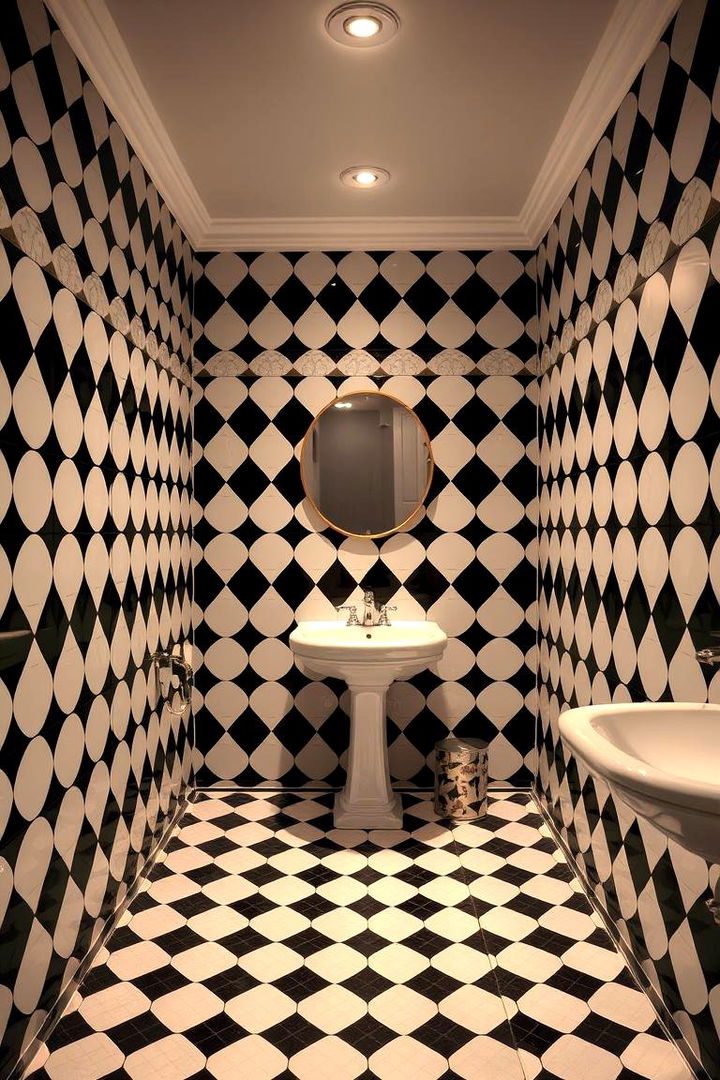 Retro Radiant Repetition - 22 Black and White Bathroom Tile Ideas