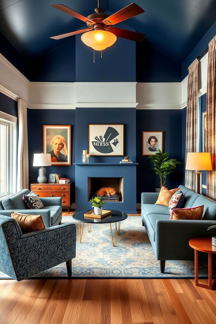 Retro Revival - 22 Navy Blue Living Room Ideas