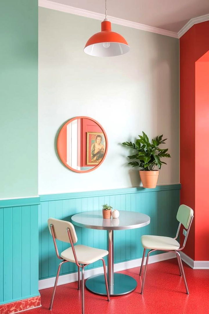 Retro Revival Mint and Coral - 22 Two Tone Wall Paint Ideas