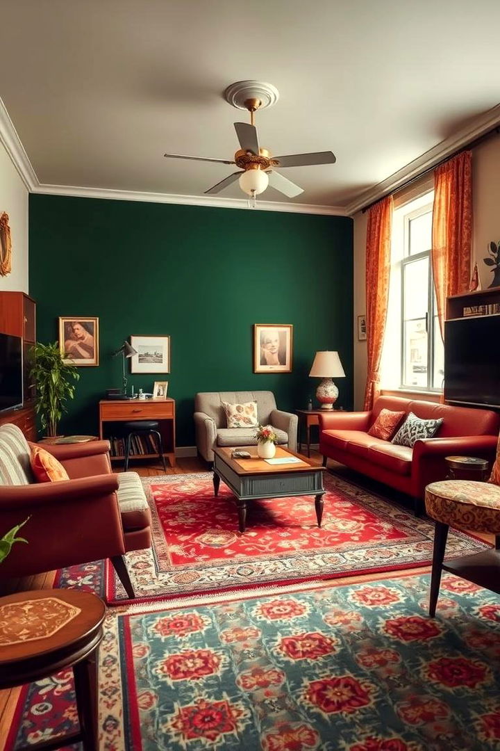 Retro Revival Style - 22 Dark Green Living Room Ideas