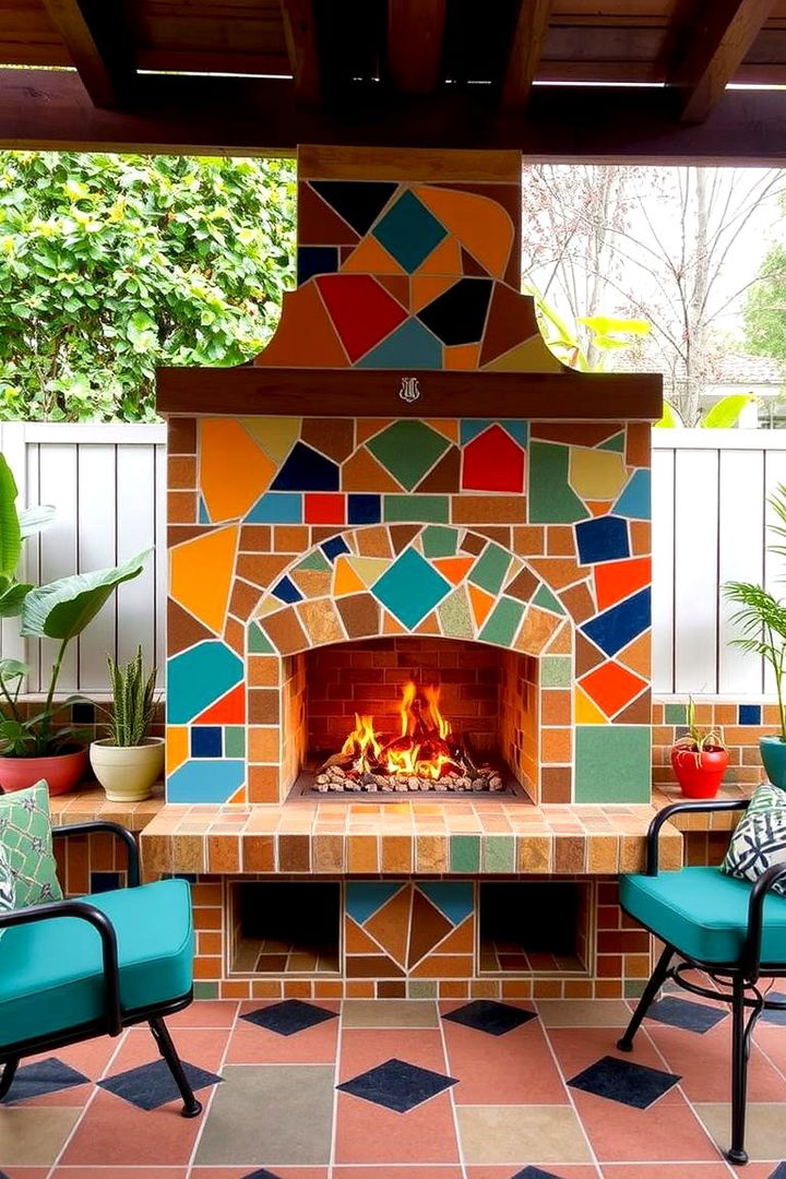 Retro Style Outdoor Fireplace - 22 Outdoor Fireplace Ideas