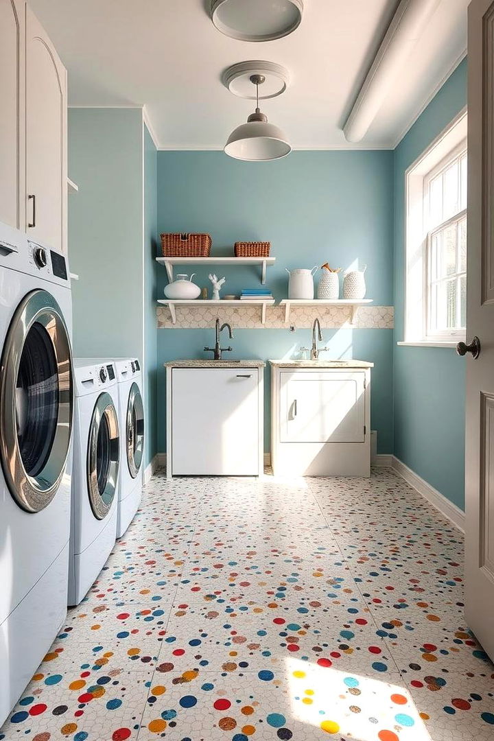 Retro Terrazzo Pattern - 22 Laundry Room Floor Ideas