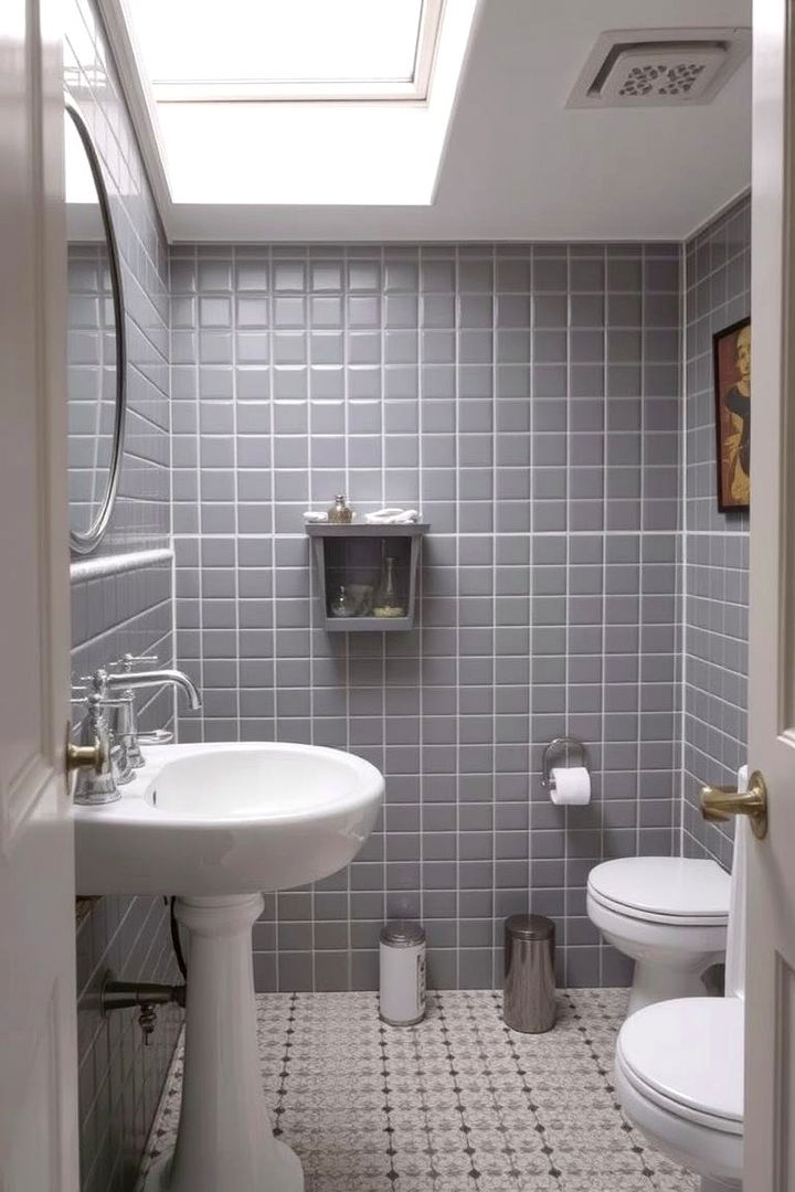 Retro Vibes in Grey Bathrooms - 22 Grey Bathroom Ideas