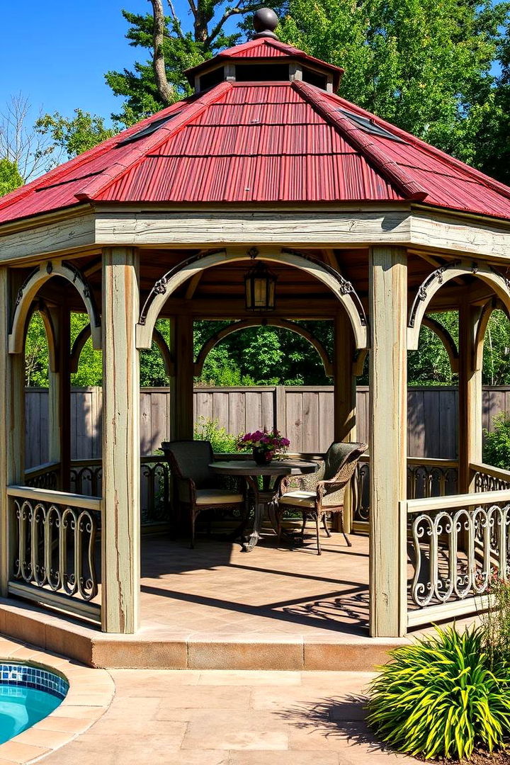 Retro Vintage Pool Gazebo - 22 Pool Gazebo Ideas