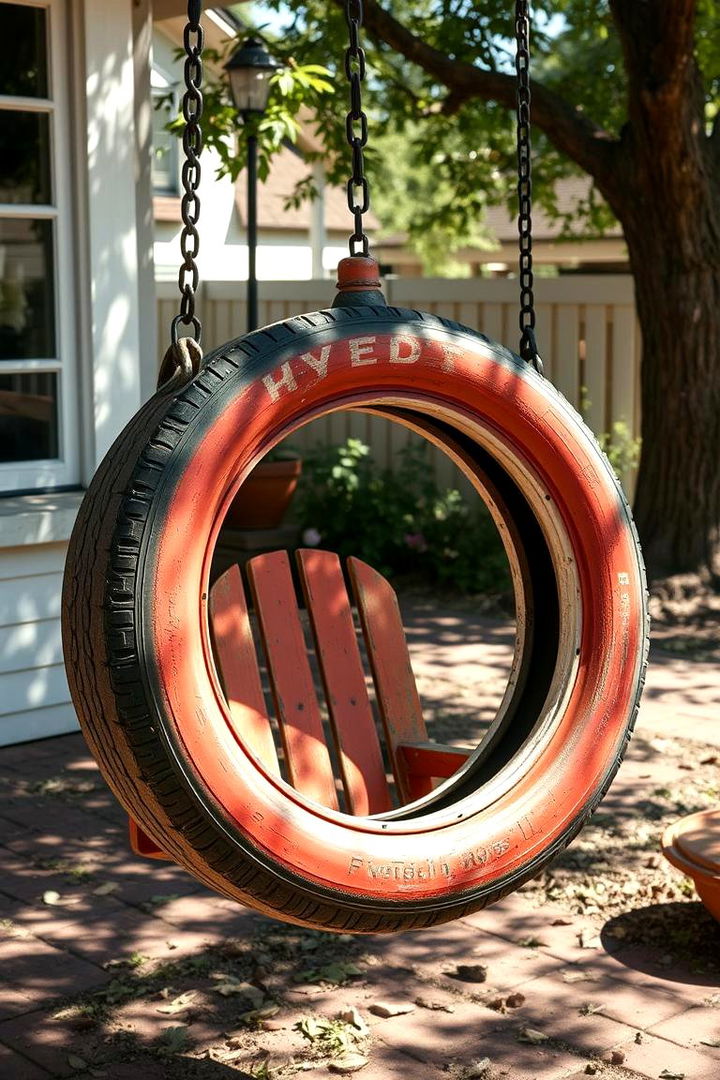 Retro Vintage Tire Swing - 22 Tire Swing Ideas