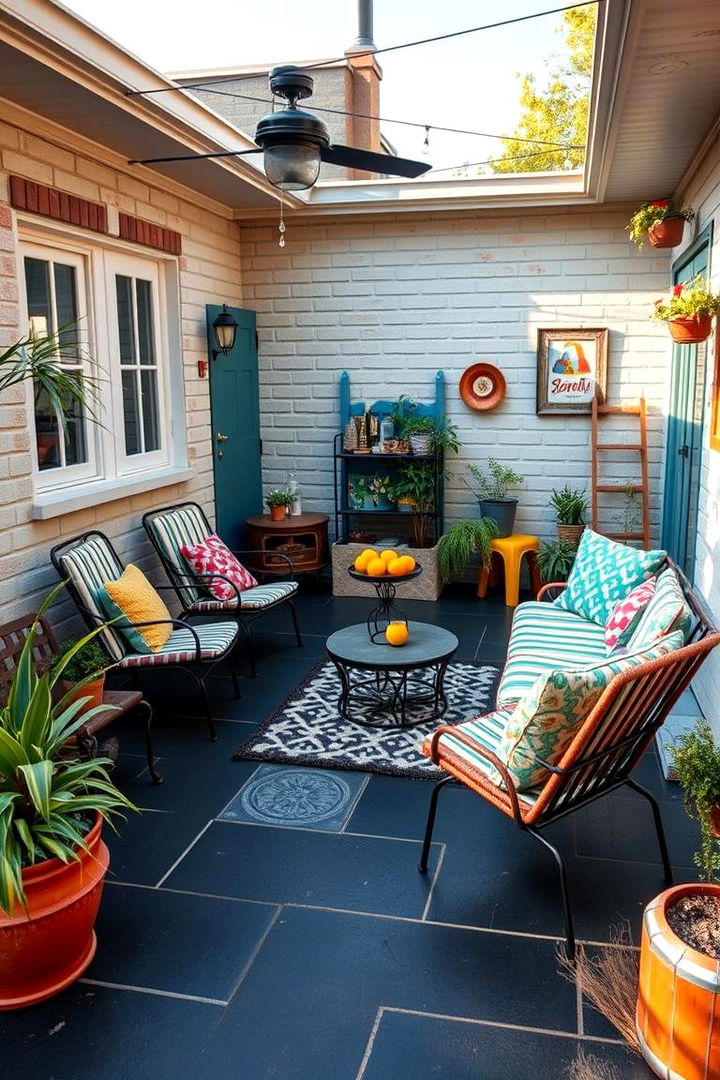 Retro inspired Accents - 22 black concrete patio ideas