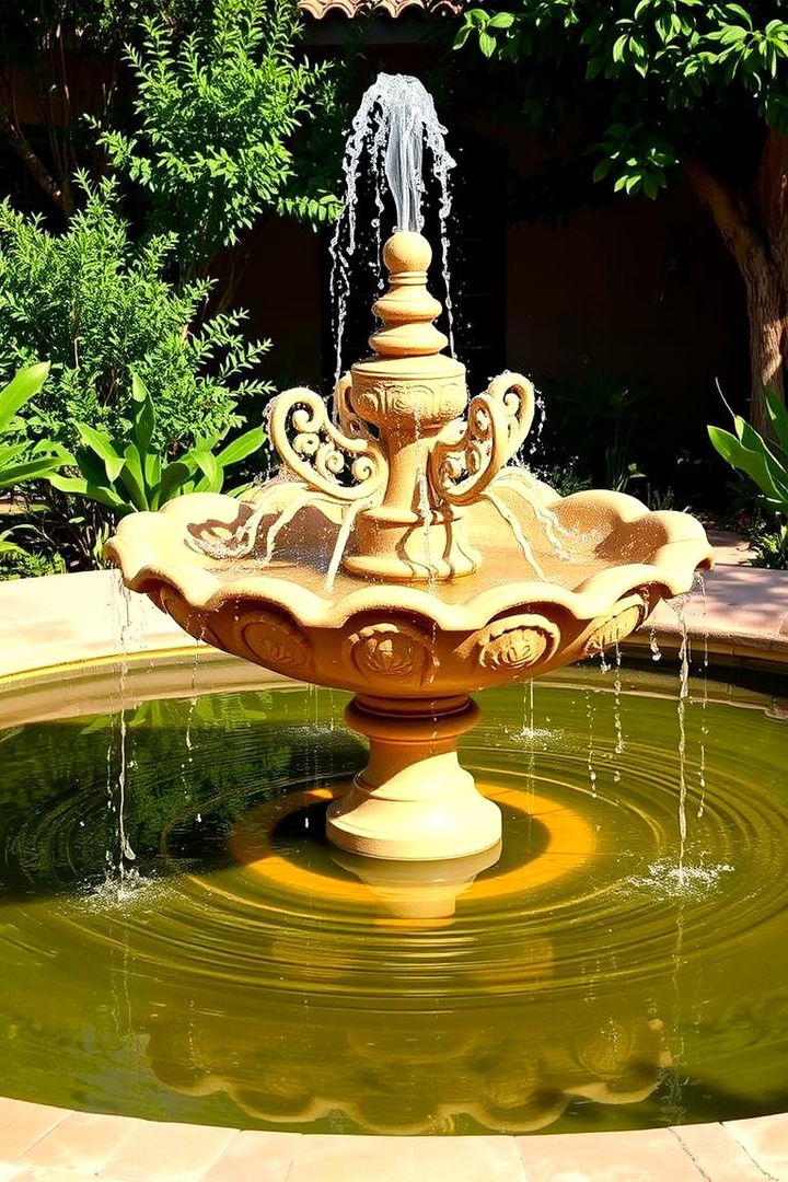 Revitalized Central Fountain Focal Point - 22 Spanish Courtyard Ideas