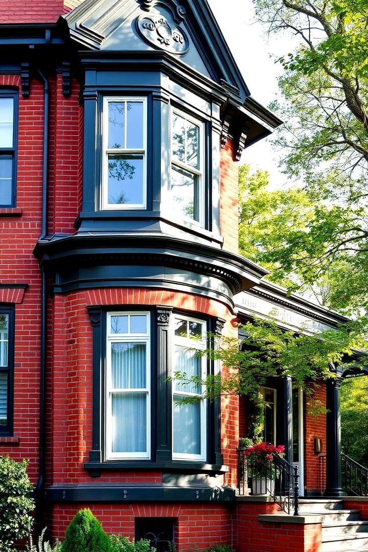 Revitalized Historic Charm - 22 Red Brick House with Black Trim Design Ideas