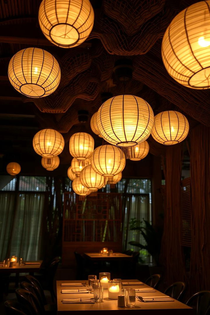 Rice Paper Lighting Effects - 22 Japanese Dining Room Ideas