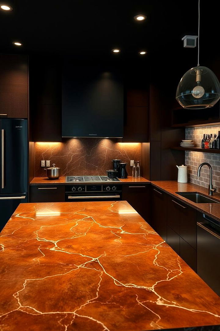 Rich Brown Countertops - 22 Black and Brown Kitchen Ideas