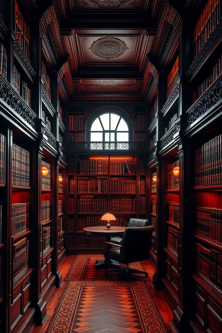 Rich Burgundy Ambiance in Libraries - 22 Monochromatic Color Schemes for Rooms