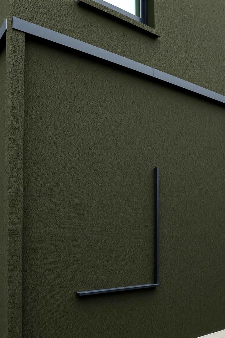 Rich Color Aesthetics - 22 Dark Olive Green House With Black Trim