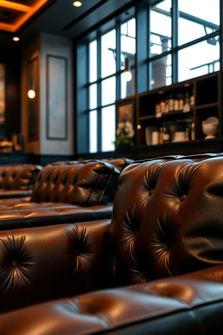 Rich Leather Upholstery - 22 Dark Living Room Ideas