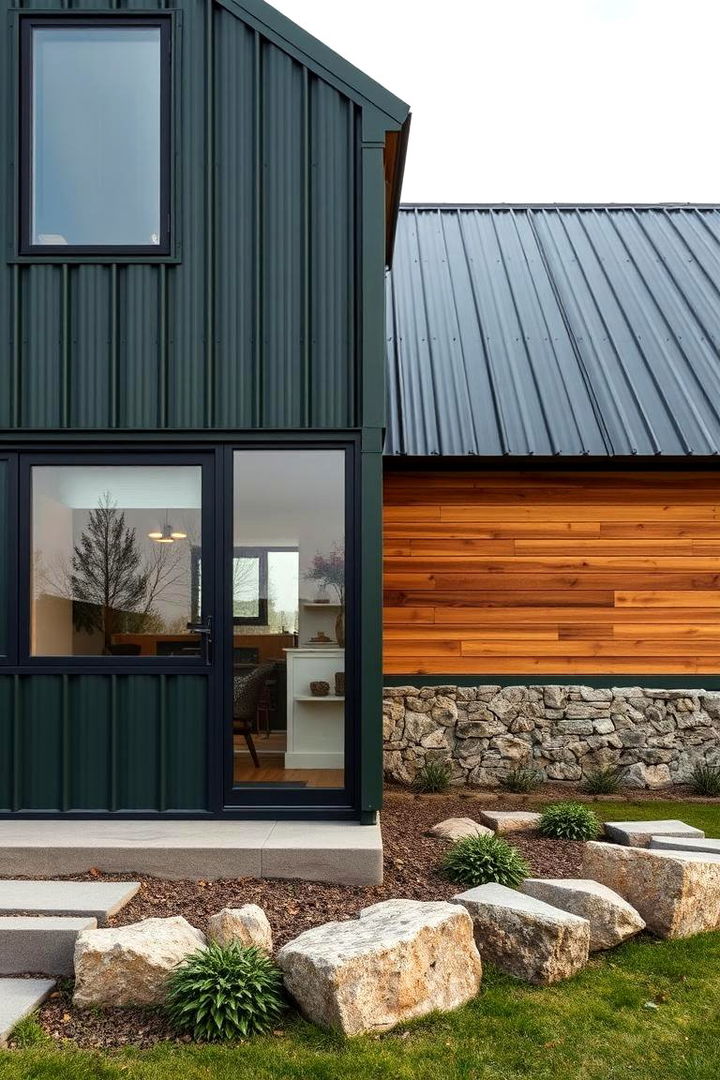 Rich Material Contrasts - 22 Dark Olive Green House Designs