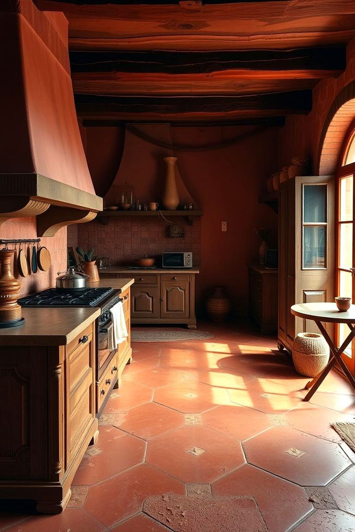 Rich Terracotta Flooring - 22 Southwestern Kitchen Ideas