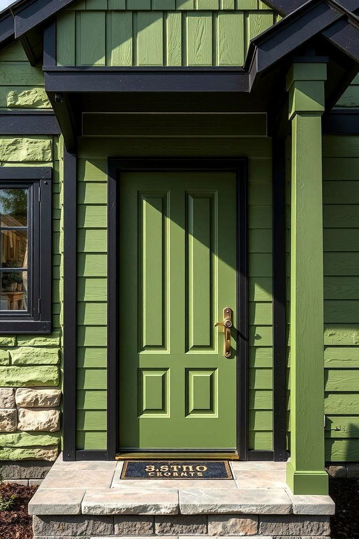 Rich Textural Integration - 22 Green House Exterior With Black Trim